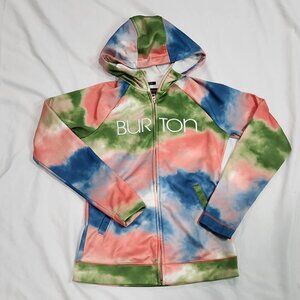 BURTON Full Zip Up Fleece Hoodie Sweatshirt Tie Dye Small         Lot D